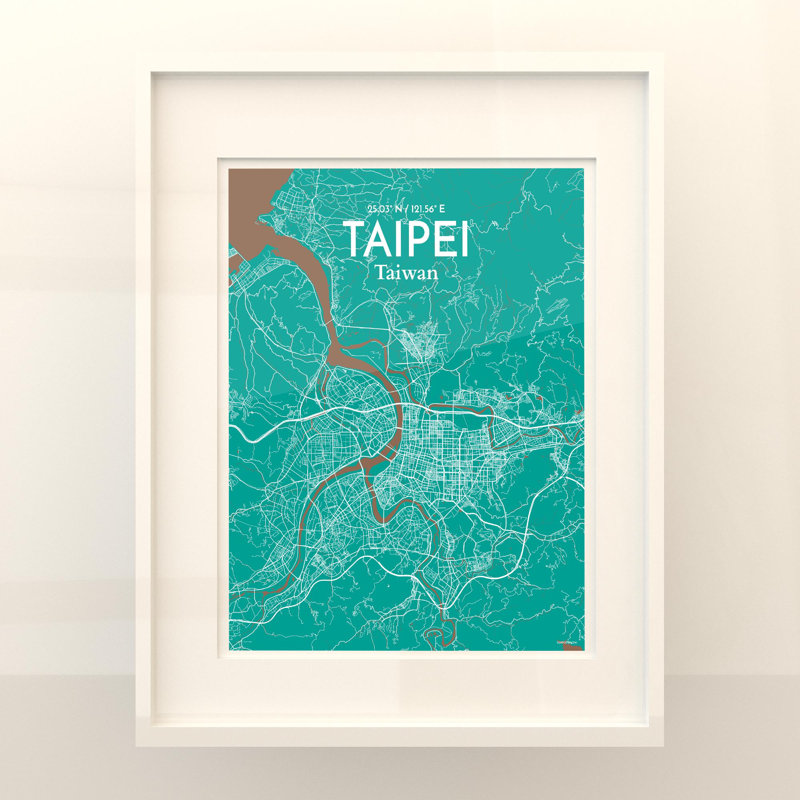 Taipei City Map In Nature - No Frame Print, 20cm H x 16cm W x 0.05cm D