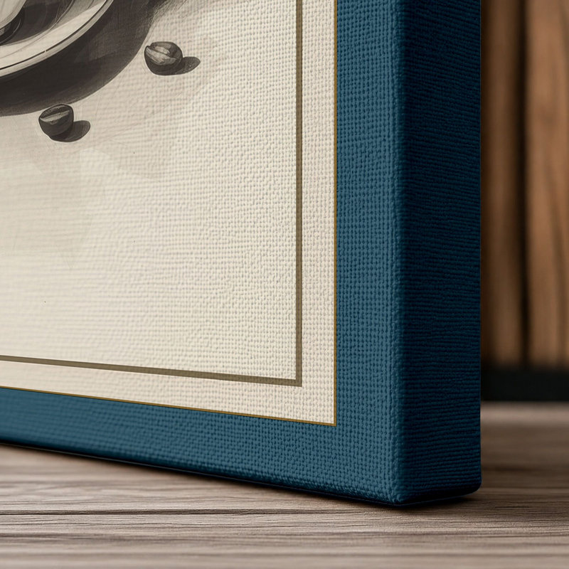 Cup in Repose Minimalist - Wrapped Canvas, 36x24 - 91.4 x 61.0 cm, Teal Border