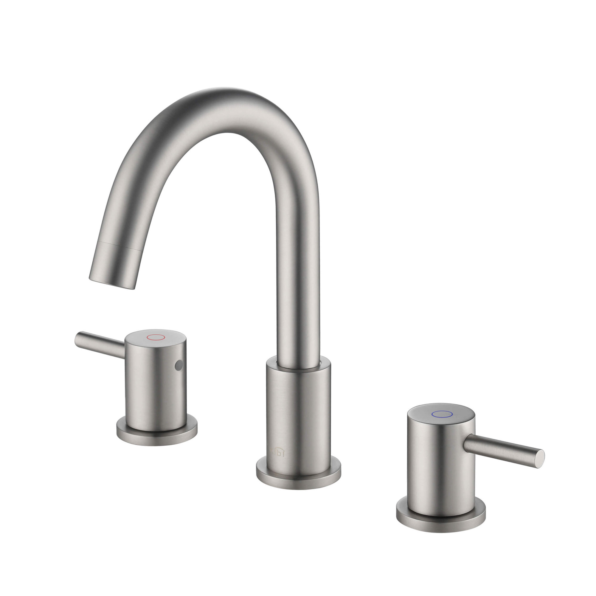 Circular Widespread Bathroom Faucet 3 Hole, 2-handle Bathroom Sink Faucet with Drain Assembly, Brushed Nickel