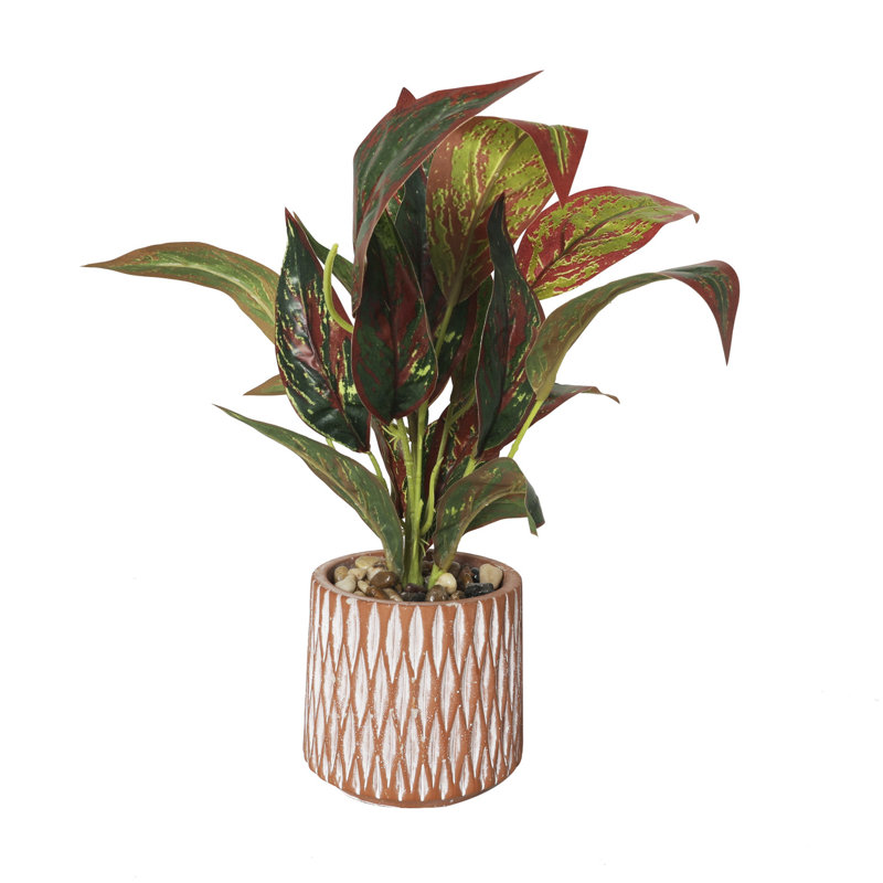 14.1'' Faux Croton Plant in Ceramic Pot