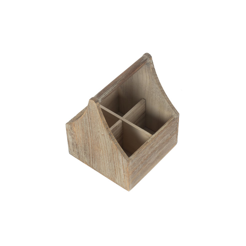 Oak Effect 4 Section Cutlery Holder