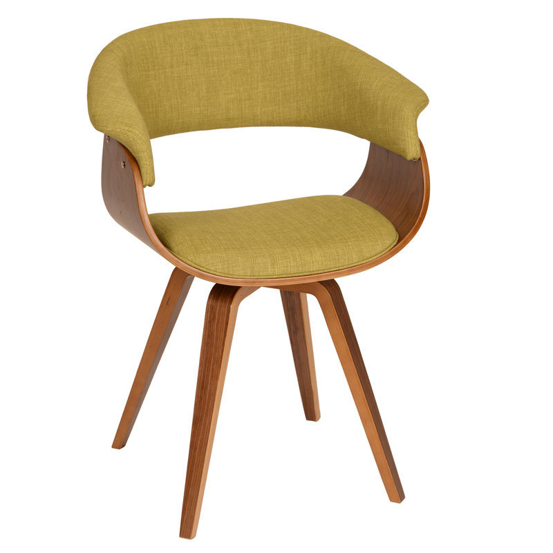 48.26cm H Polyester Upholstered Armchair, Green, Walnut