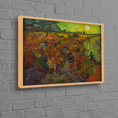 Stunning Reproduction of The Red Vineyard 1888 Famous Canvas Art in Oil Painting Print Featuring An Enchanting Field Landscape