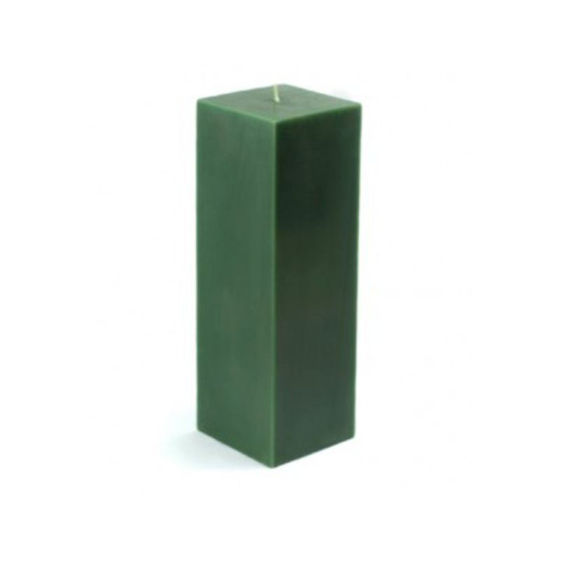 Square Pillar Candle, Hunter Green, 9" H x 3" W x 3" D, Set of 12