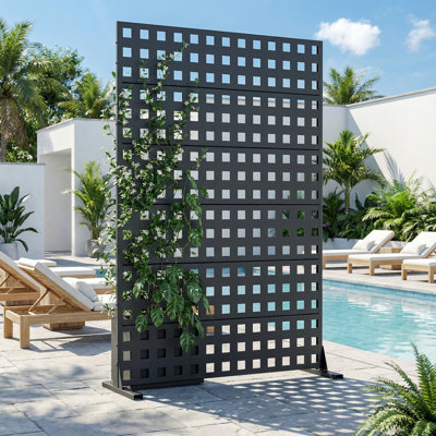Privacy Metal Screen Fence Panel Horizontal Stripe Pattern