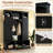 Modern All-In-One Farmhouse Hall Tree With Arched Design, Entryway Storage Bench With Dual Side Cabinets, Adjustable Shelves And 7 Hanging Hooks, Black-2077084820
