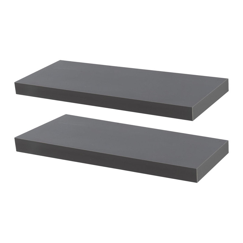 Harbour Housewares - Modern Floating Wall Shelves, Grey, 4cm H x 60cm W x 23.5cm D