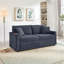 Canapé confortable moelleux en velours côtelé, espace de rangement pour grande causeuse, méridienne moelleuse avec repose-pieds double et table de bout-732149711