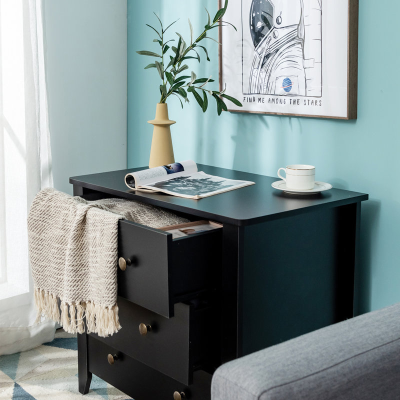 Commode 3 tiroirs Holthaus, Noir