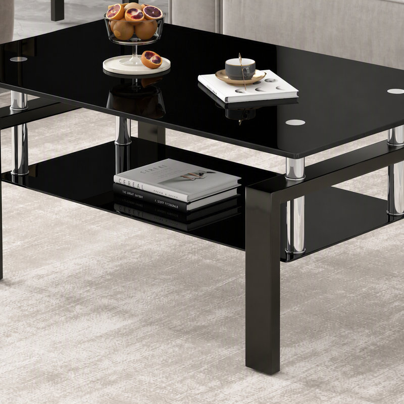 Table basse en verre trempé noir