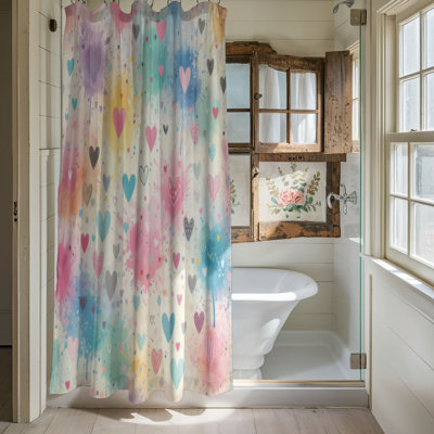 Heart Splash Patterns - 1 Piece Standard Shower Curtain