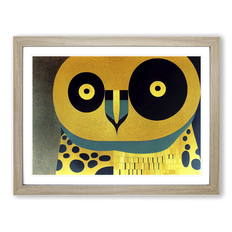 Golden Abstract Owl - Framed Print