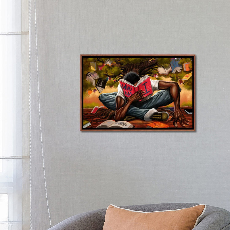 Arbre de la connaissance sur toile par DionJa'y, Impression encadrée, H 32 po x l 48 po, Bois classique