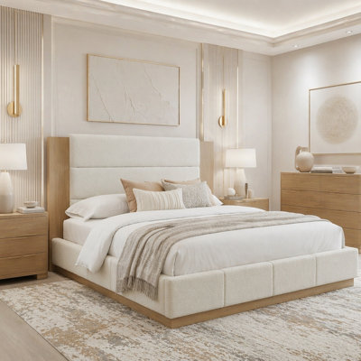 Upholstered Platform Bed Frame with Wood Base, No Box Spring Needed
