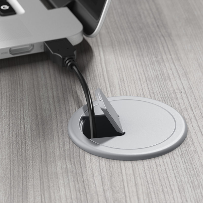 Bureau L 71 po Hustle - gris platine - réversible, Gris platine
