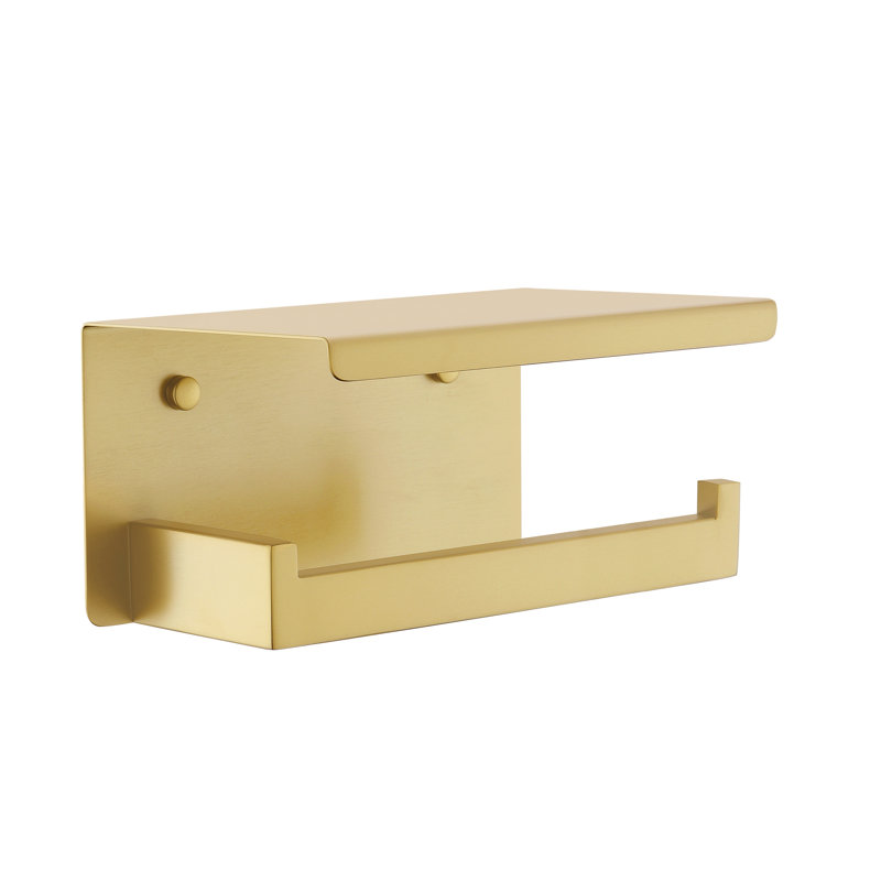 Bathroom Toilet Paper Holder Wall Mount, Brushed Gold
