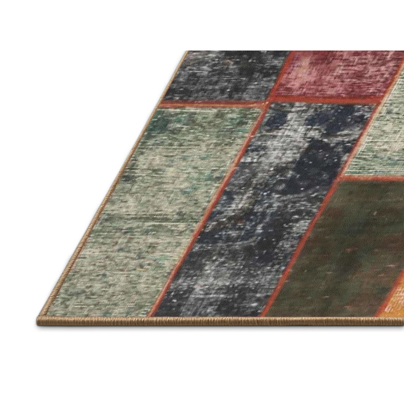 Tapis gris/rose/bleu contemporaine, Rectangle 7 pi x 10 pi