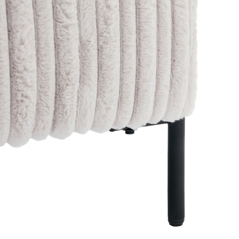 Fauteuil rembourré en velours côtelé Stolle, Microfibre grise