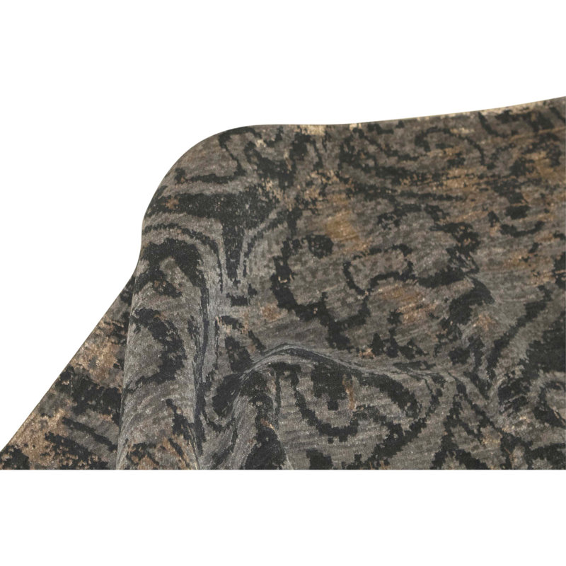 Hand Knotted Area Rug in Dark Gray