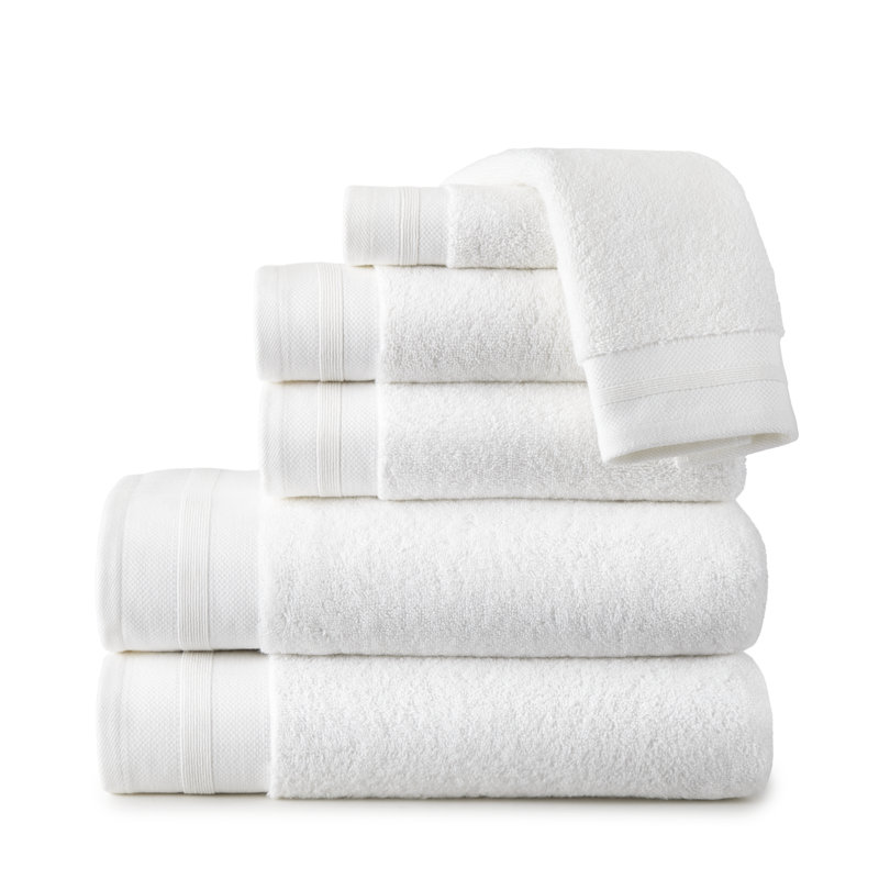 White Ribbed Border Cotton Hand Towel Set