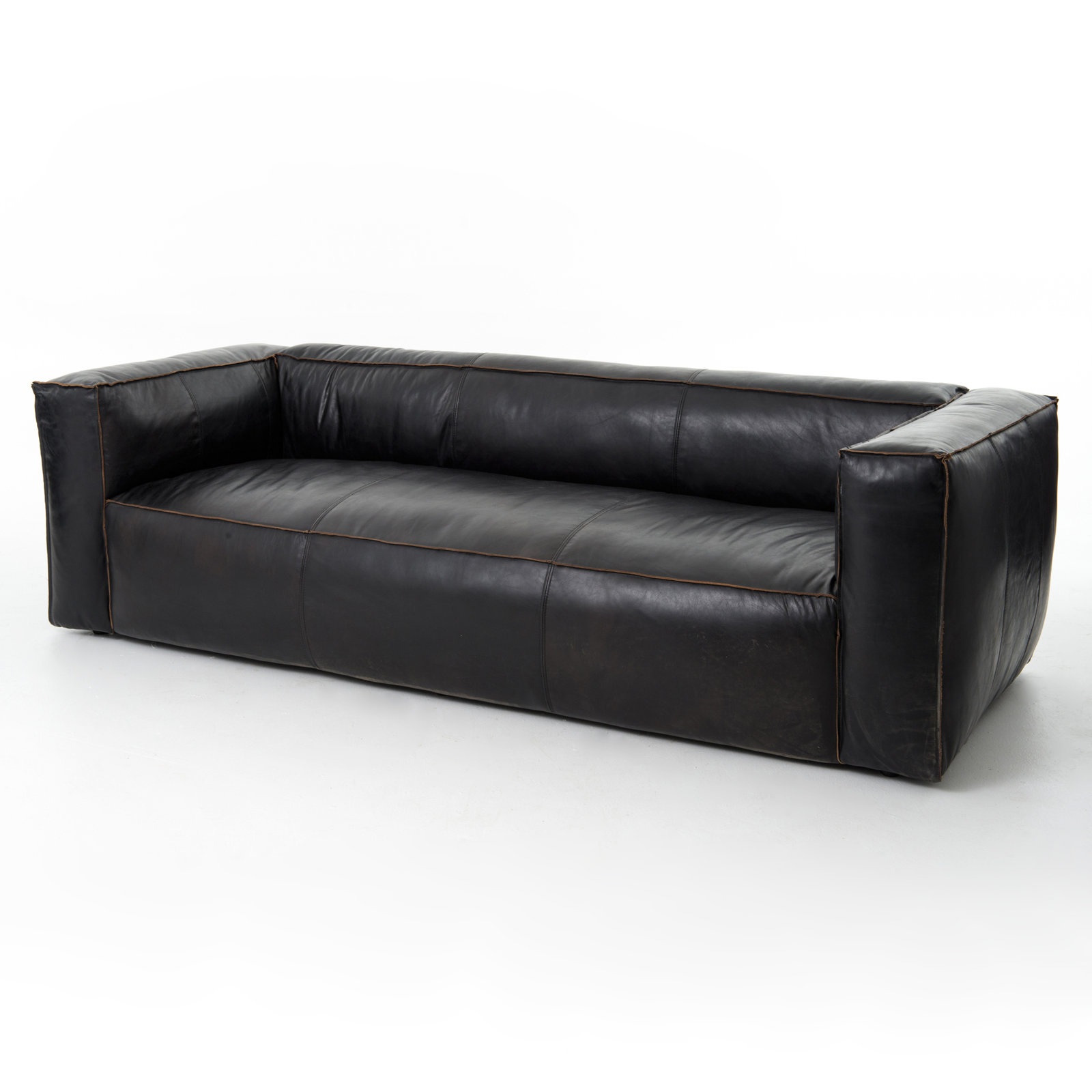 Genuine Leather Sofa, Saiko Black Top Grain Leather
