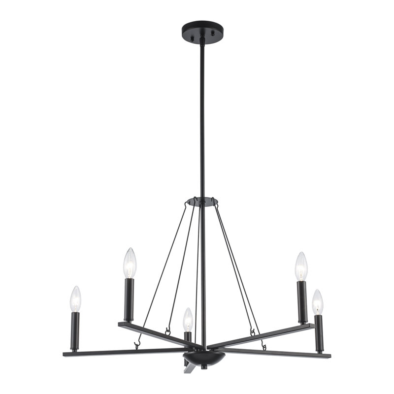Lustre classique / traditionnel à intensité variable Zyian, Noir, H 25,80 po x l 31,20 po x P 31,20 po, 5
