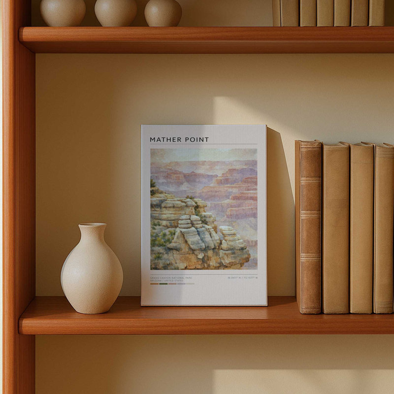 «Mather Point, Grand Canyon», reproduction d'art sur toile, 8 po x 12 po, Toile tendue