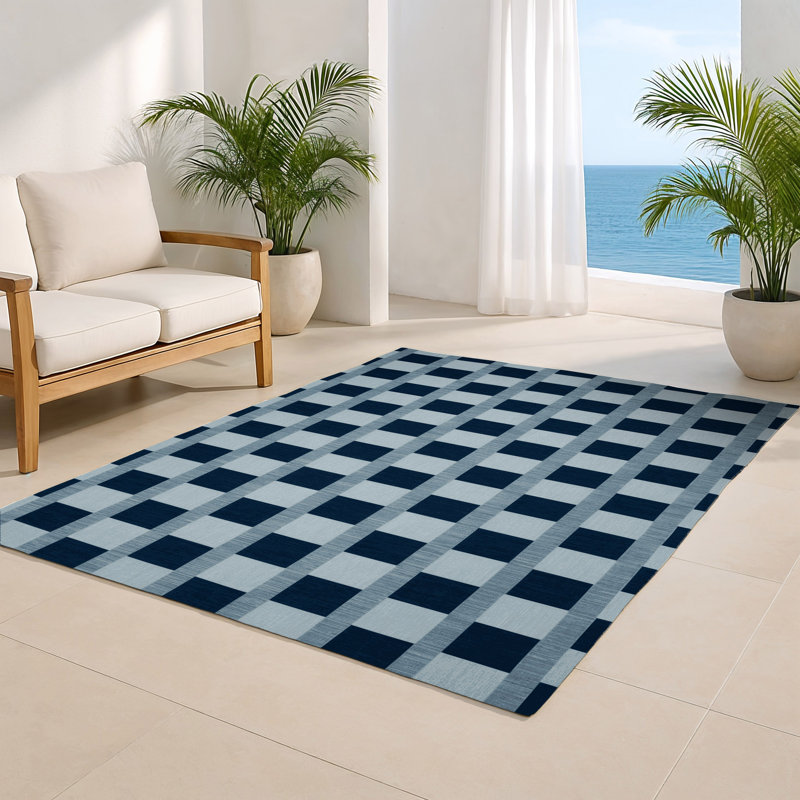 Tapis d'intérieur et d'extérieur à carreaux gris, Rectangulaire 2 pi x 3 pi