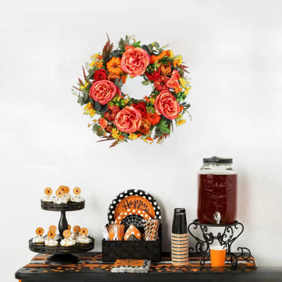 Couronne de citrouille d'automne, décoration de porte d'entrée, couronne de l'Action de grâce 45 cm, décoration de Noël, cadeaux de Noël, décoration de la maison