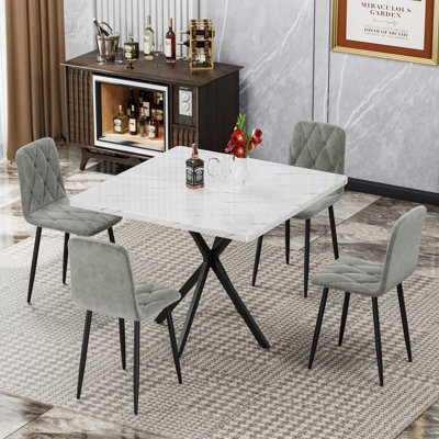 Dining Chairs Set Of 4, Modern Kitchen Dining Room Chairs, Velvet Dining Chair Upholstered Cushion Seat And Sturdy Metal Legs