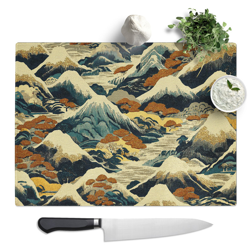 Japanese Mountains Vol.2  Glass Chopping Board
