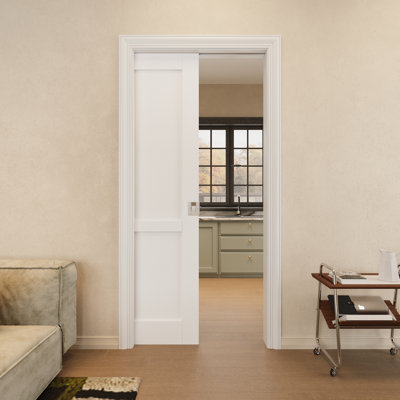Porte à deux compartiments 32 po x 80 po avec serrure argentée, porte à âme solide, pouvant être peinte et imperméable, combinaison pour garde-robe, portes de garde-manger, portes de chambre à coucher