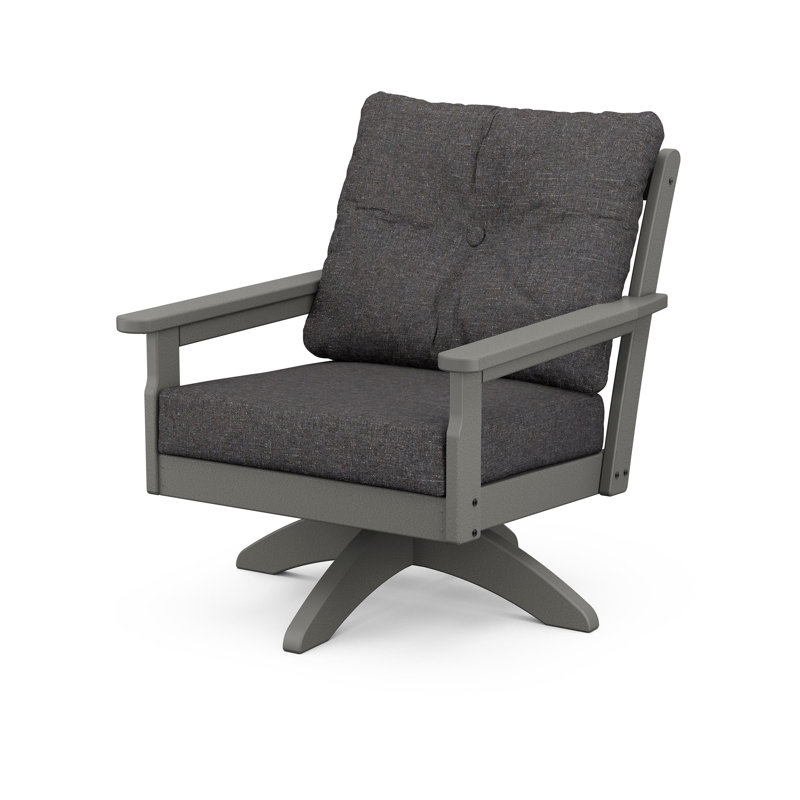 Lakeside Vineyard Deep Seating Swivel Chair, Slate Grey, Ash Charcoal