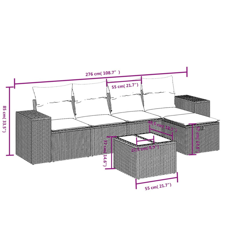 Ensemble de canapé de jardin Vidaxl