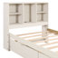 Lit simple avec port et 2 ravissants tiroirs de rangement, cadre de rangement intelligent à cadre blanchi-828662603