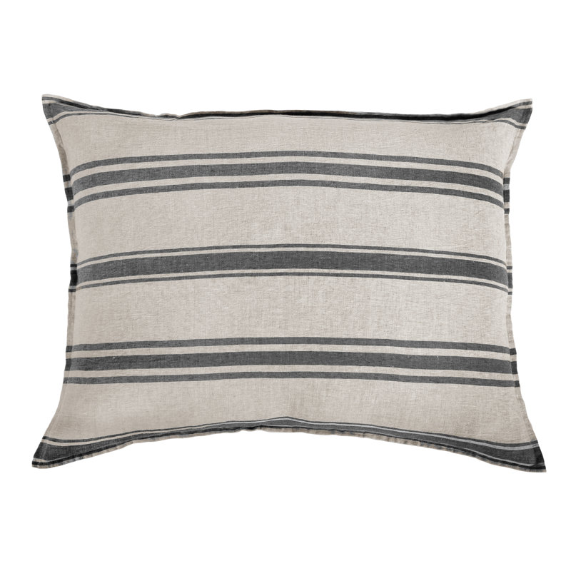 Jackson Linen Standard Sham, Standard, Flax/Midnight