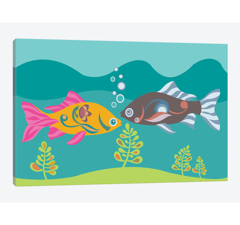 « two fishs », impression sur toile tendue, H 18 po x l 26 po x P 1,5 po, Toile tendue