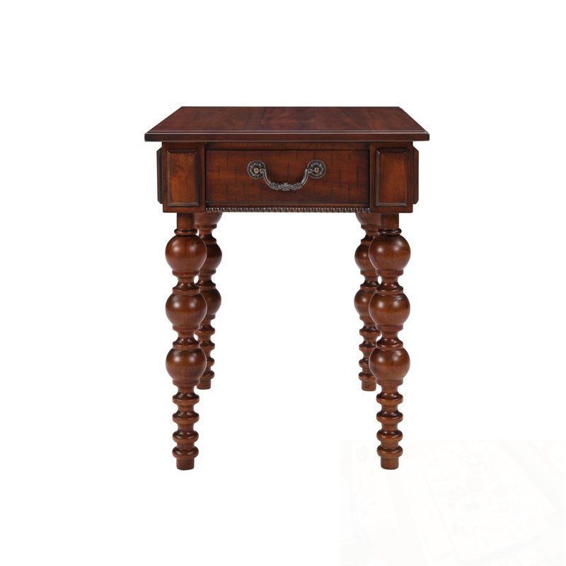Table de bout avec tiroir et quatre pieds robustes, Noyer