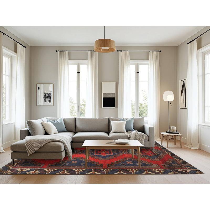 Tapis oriental bleu marine / rouge, Rectangle 8 pi x 12 pi