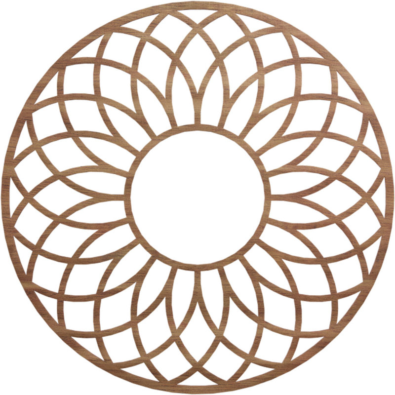 Médaillon de plafond en bois ajouré Cannes, Noyer, H 38 po x l 38 po x P 0,38 po