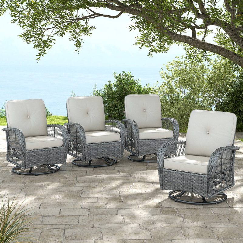 Ambrin Swivel Patio Chair with Cushions, Gray
