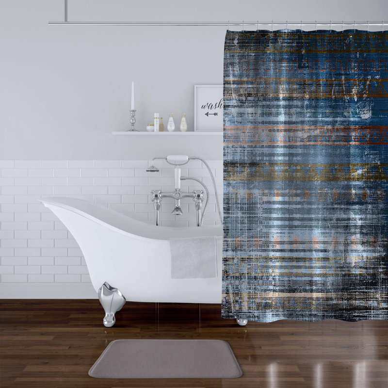 Mckinnie Abstract Shower Curtain, 70" H x 71" W, Blue