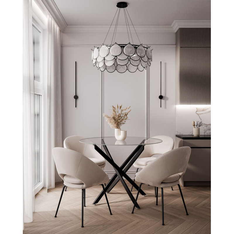 Cihan Glass Top Metal Base Dining Table
