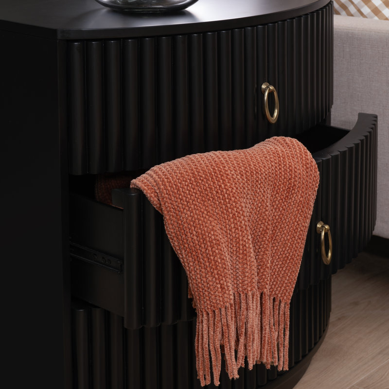 Chantel 3 Drawer Nightstand White, Black