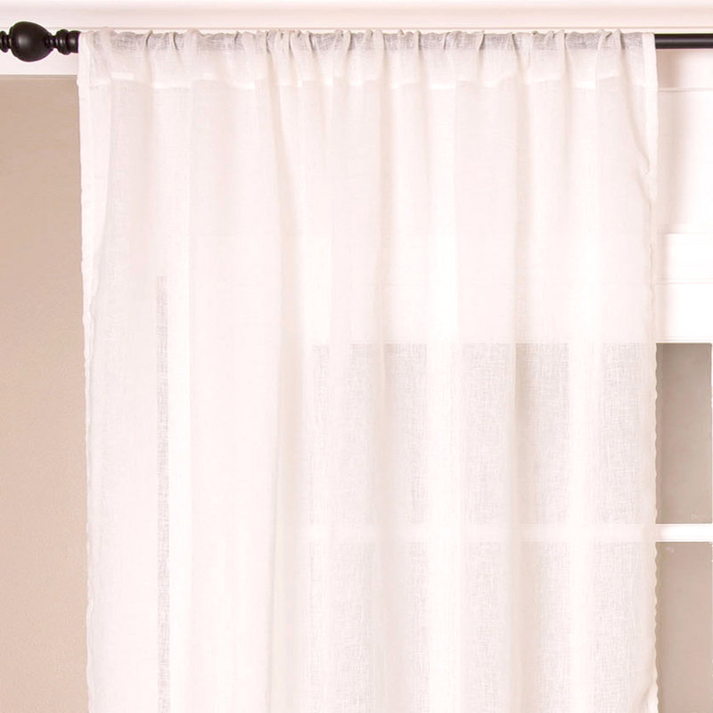 Panneau de rideau en 100% lin avec passe-tringle pour chambre à coucher et salon, L 51 po x L 84 po, Blanc