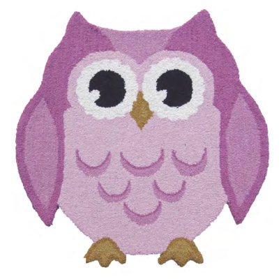 Flossie Animals Owl Flatweave Wool Pink Rug