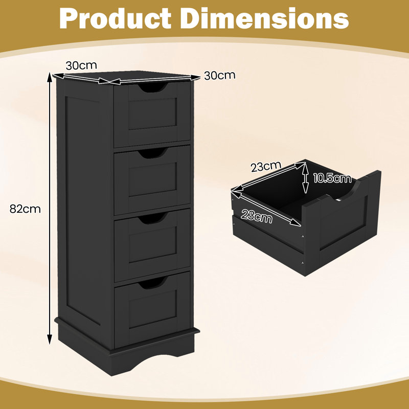 Freestanding Linen Cabinet, Black
