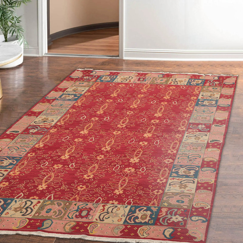Tapis rectangulaire en laine de conception unique 5 pi 11 po x 8 pi 11 po Cersei