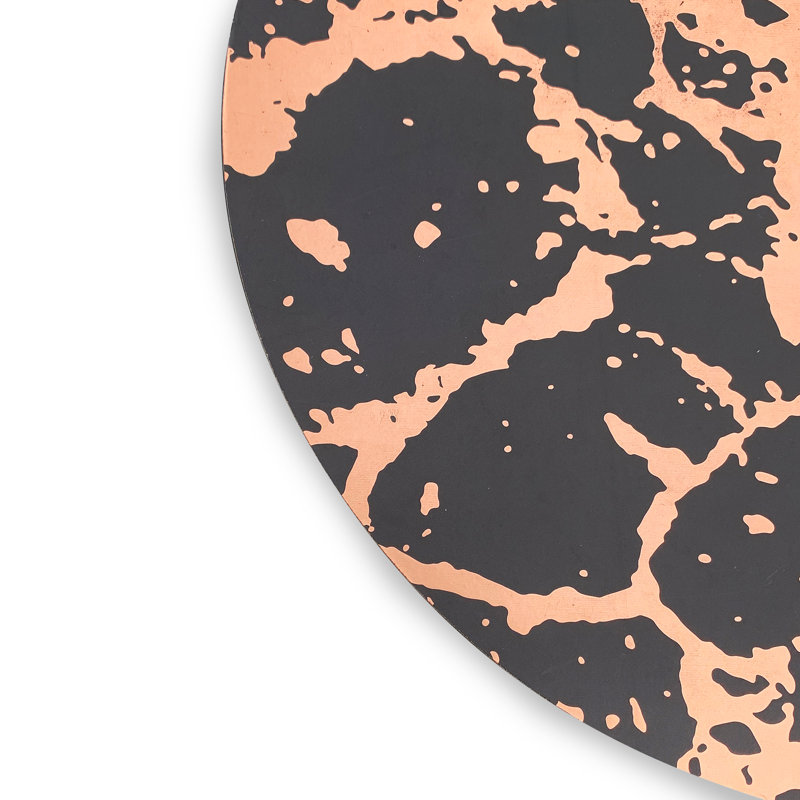 Rose Gold and Black Round Cork Placemats Set of 6