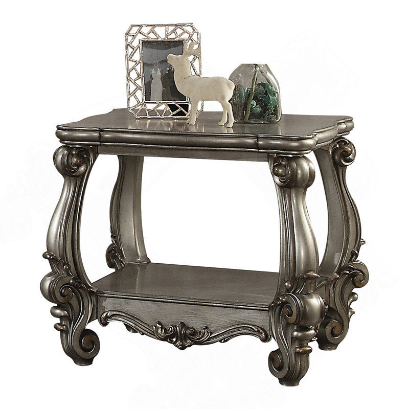 Platinum End Table With Bottom Shelf